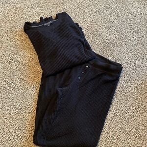 PJ Salvage Black Waffle Knit Loungewear Set Size Medium in EUC